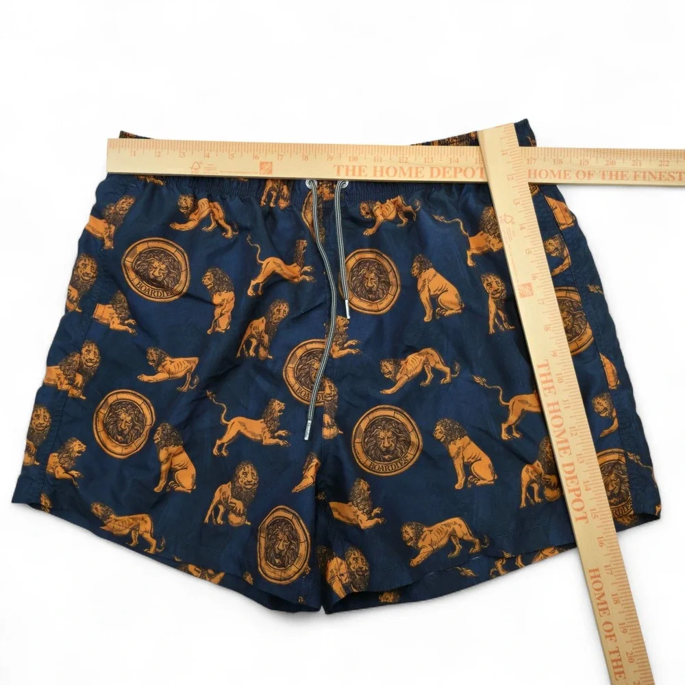 Boardies Apparel Mens 3XL Swim Trunks Blue Gold Lion Print Tropical Vibes Shorts - Picture 8 of 8